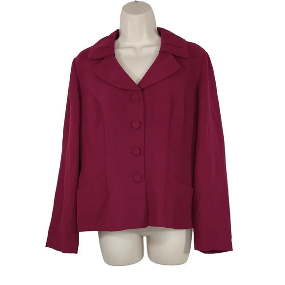 Dana Kay Blazer Jacket Covered Button Up Women Size 8 Purple Long Sleeve Pockets - Picture 1 of 7